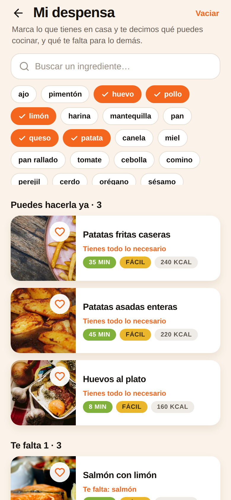 Pantalla Mi despensa